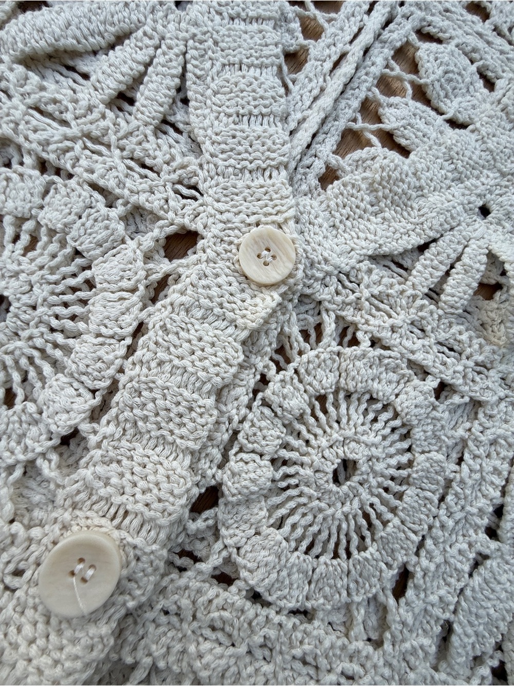 Solitaire Boho Crochet Ivory Cream Granny Square Cardigan Women’s M Cottagecore - Picture 4 of 9